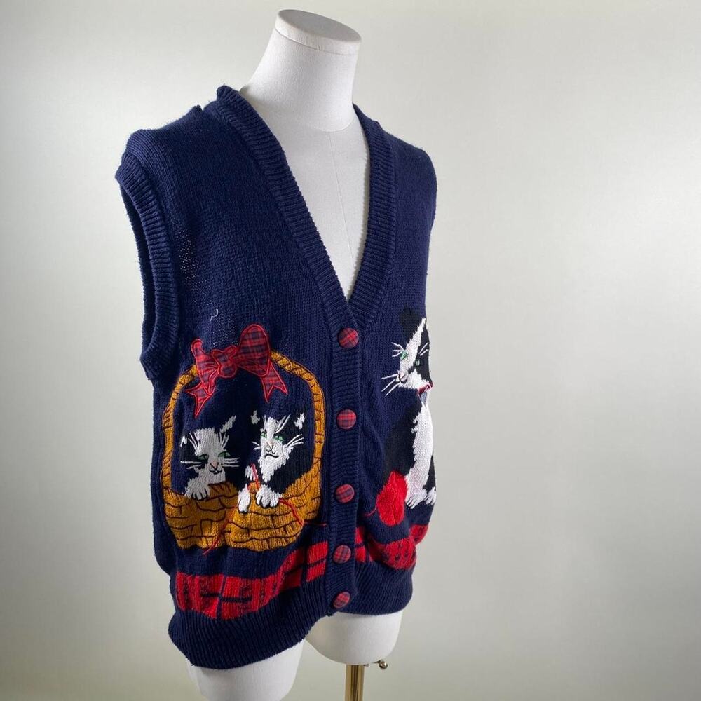 vintage 90s cat sweater vest